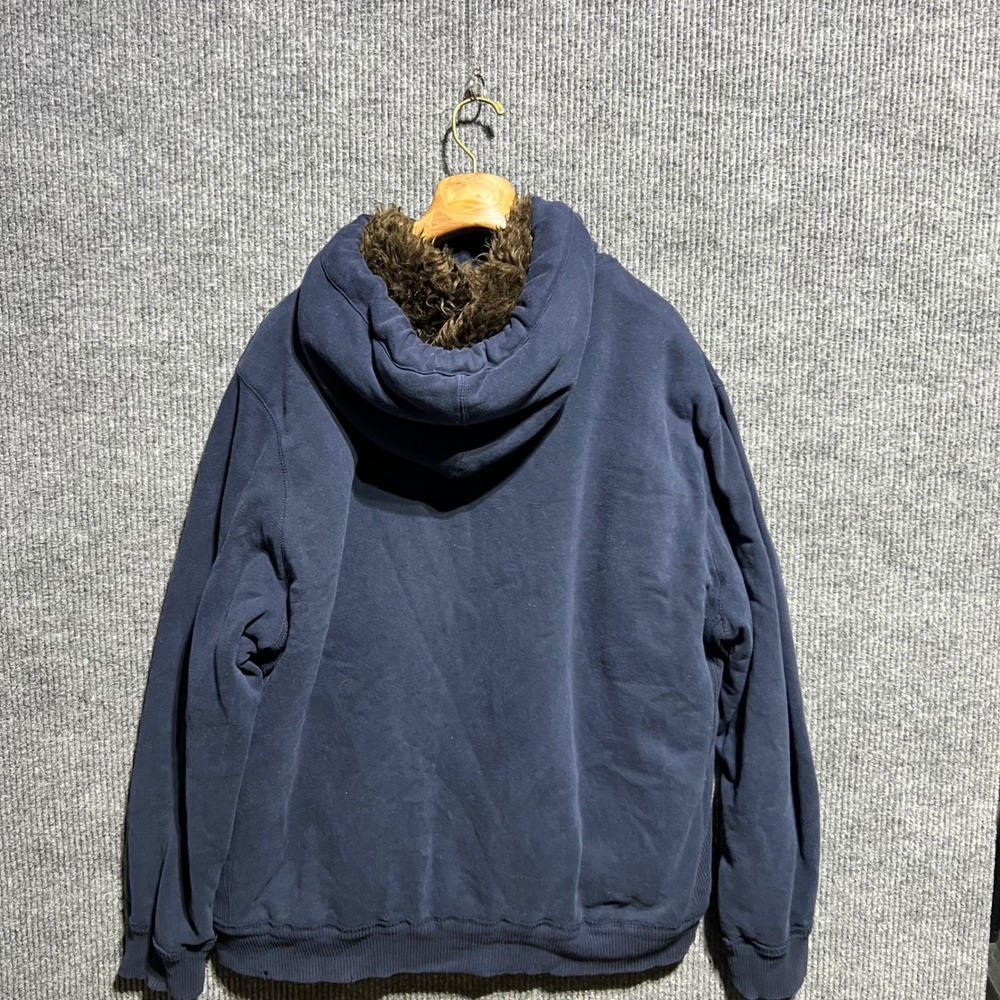 Vintage Aeropostale Faux Fur Lined Hoodie Men XXL Navy Blue NY Heavyweight Y2K - Picture 11 of 16